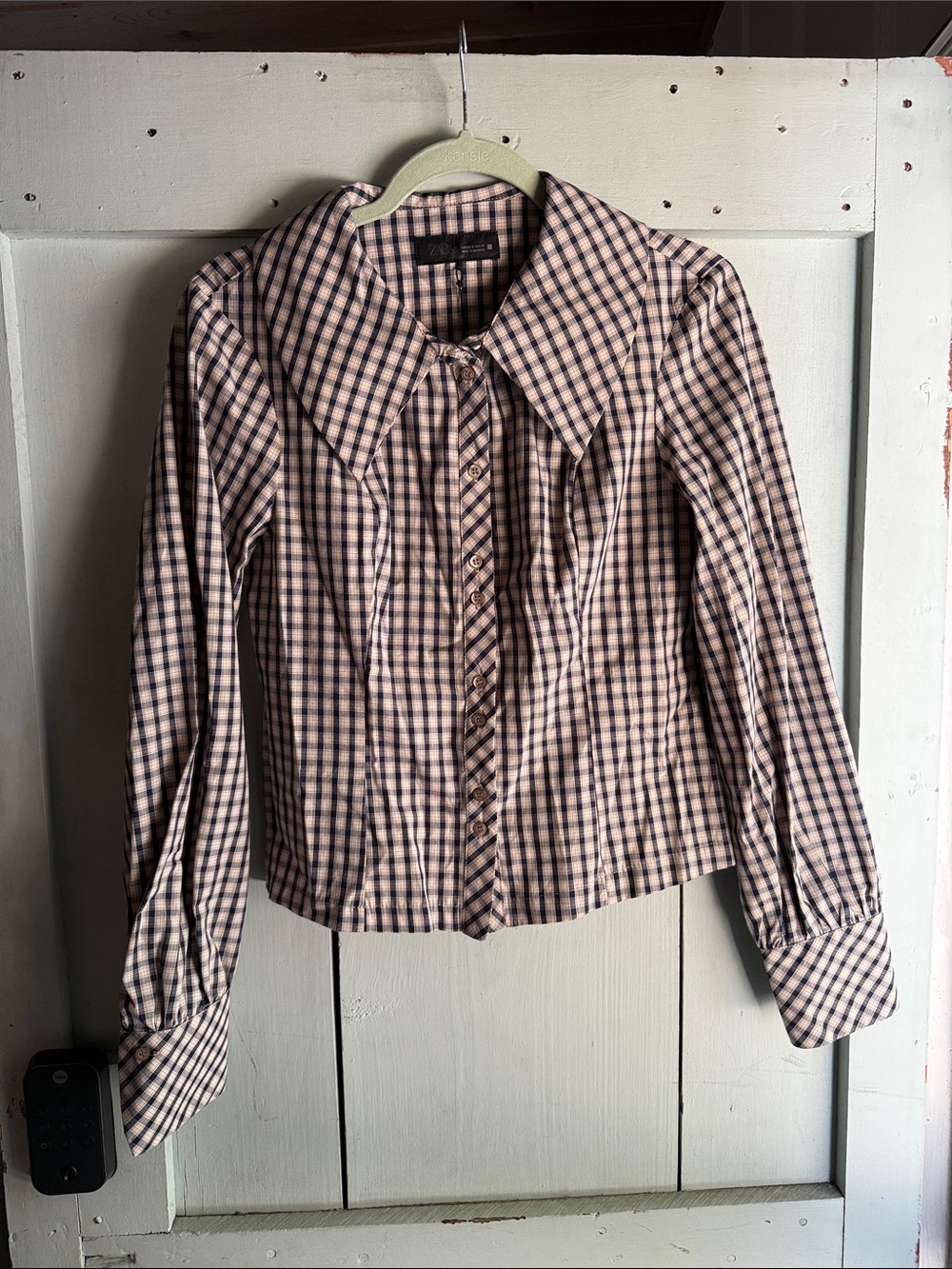 Zara NWT plaid button up long sleeve top